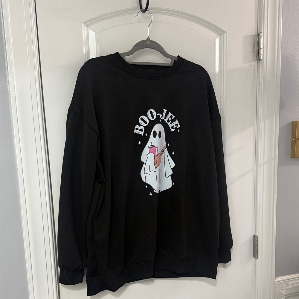 SHEIN Black Boo Jee Ghost Sweatshirt